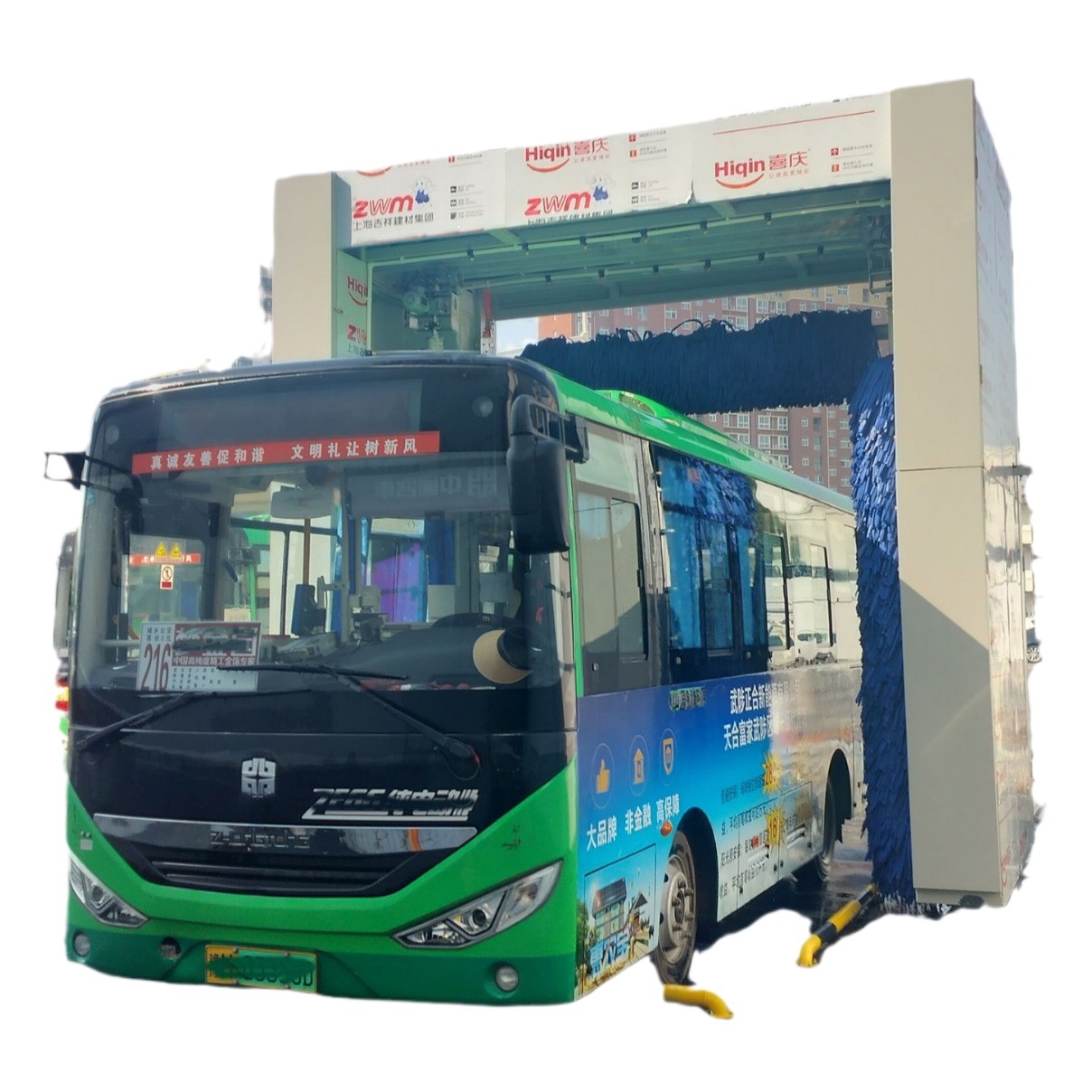 Equipo de lavado de coches automático de pórtico de 3 cepillos, máquina de lavado de coches tipo autobús transfronterizo, máquina de lavado de coches totalmente automática y computarizada.