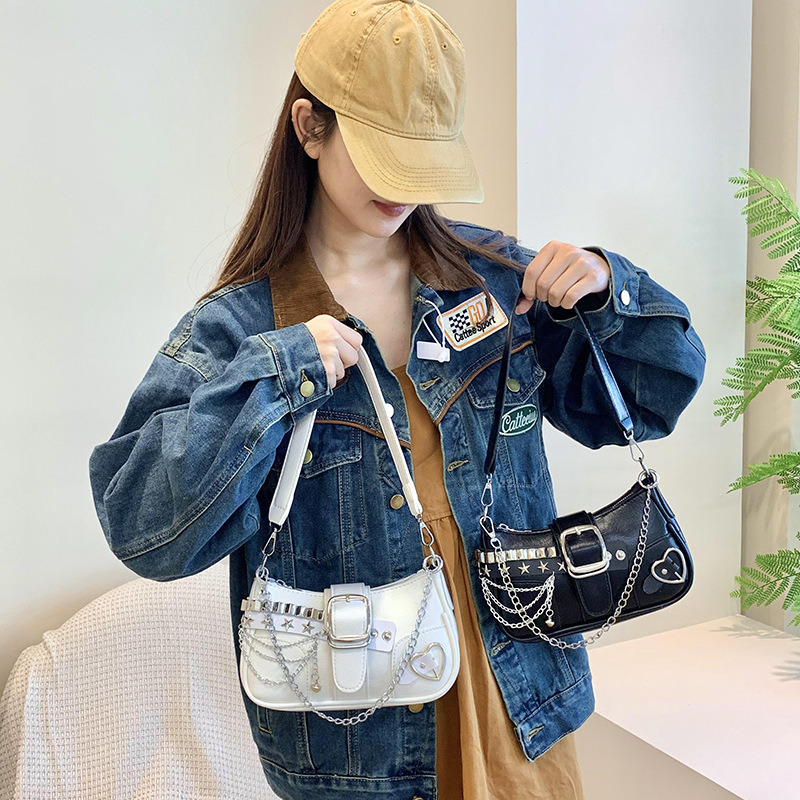 小众设计美式辣妹腋下包女2025新款星星铆钉手拎单肩包斜挎机车包|undefined