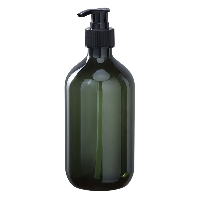 En stock 500ml botella desinfectante para manos plástico PET cosmético sub-botella té verde lavado y prensado botella de champú