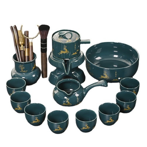 Lazy tea set for home living room semi-automatic stone grinding Kung Fu teacup office teapot distribution set dropshipping