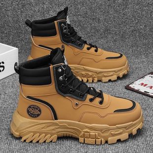 Men's Shoes Autumn 2025 New High-Top Work Boots Men's Trendy Versatile Thick-Soled Sports Height-Increasing Outdoor Martin Boots