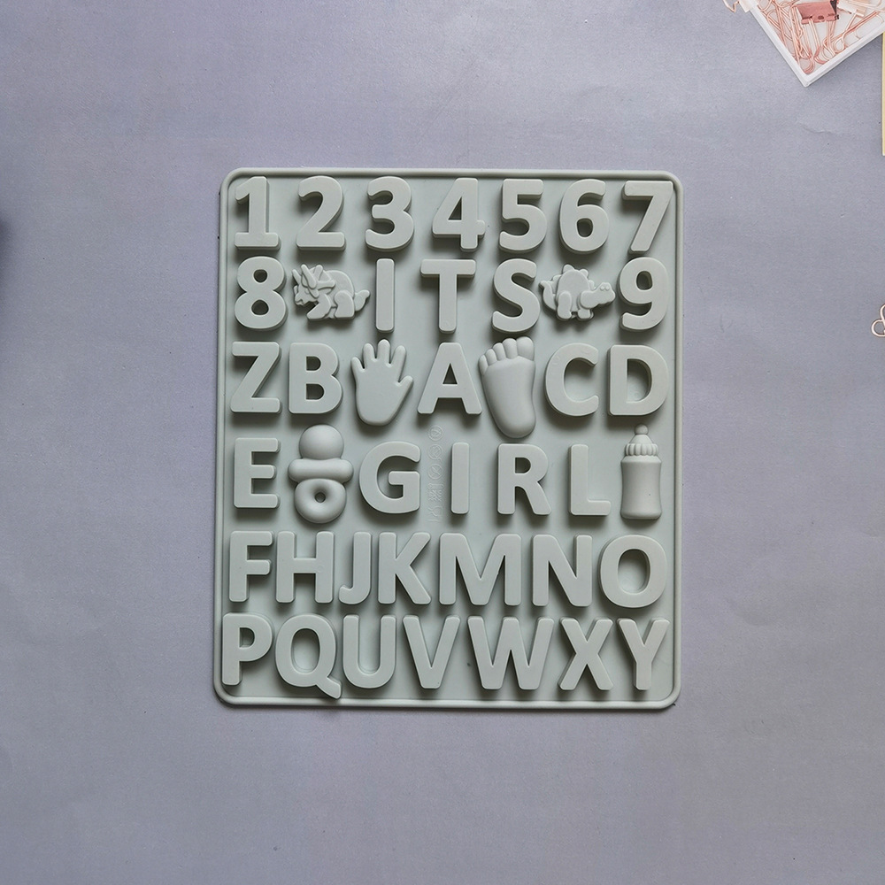 Niña chocolate alfanumérico 1 molde de silicona pastel helado pudín molde de postre jabón utensilios de cocción
