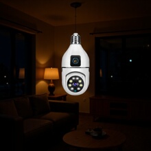 TUYA双镜头摄像头家用室内E27灯泡监控全景涂鸦双目灯泡摄像头