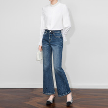 2513308-南油重工欧货烫钻亮片加绒微喇牛仔裤秋冬修身高腰显瘦女