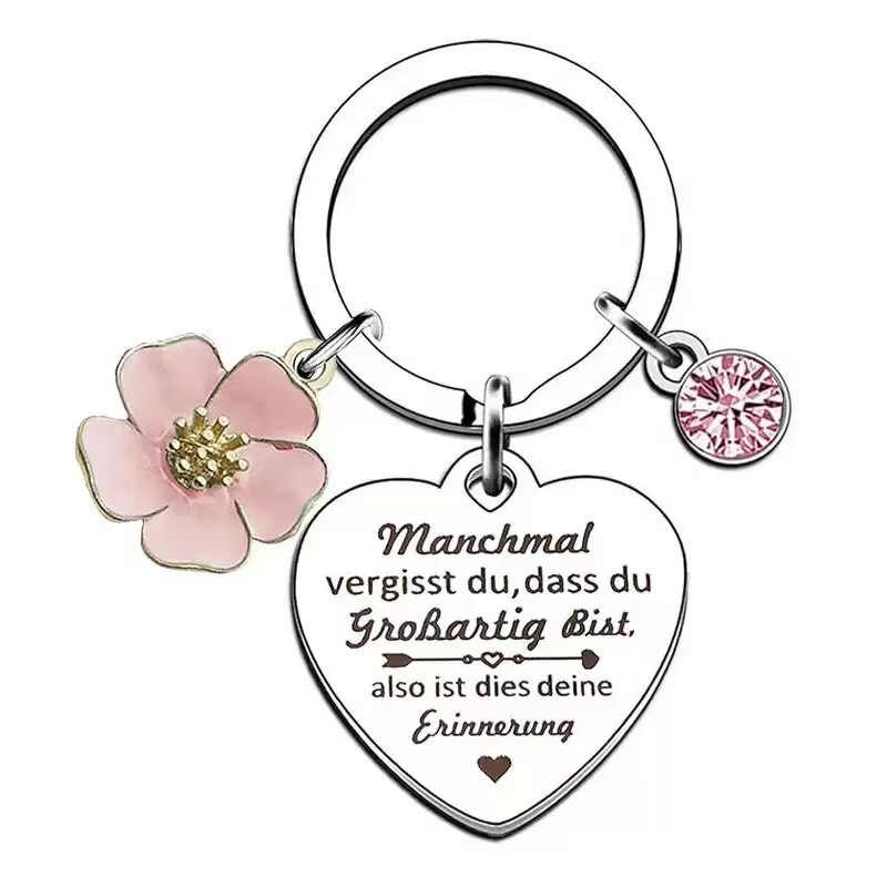 Amazon Four-Leaf Clover Pendant Mother's Day Cross-Border German Stainless Steel Engraved Keychain Inspirational Gift for Friends Amazon Four-Leaf Clover Pendant Mother's Day Cross-Border German Stainless Steel Engraved Keychain Inspirational Gift for Friends