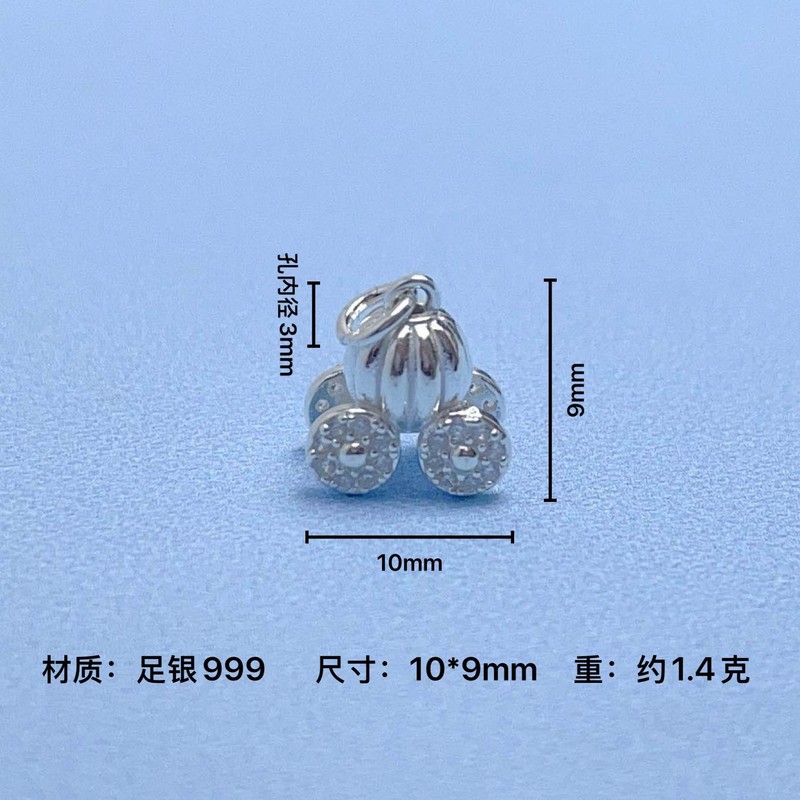 S999足银镶锆复古葫芦立体吊坠小众DIY手链项链饰品挂件材料批发|undefined