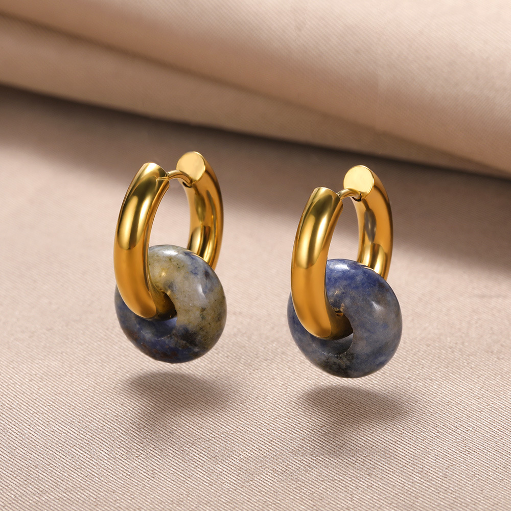 13g Weight PVD Coated Gold Plating Process 304 Stainless Steel Ear Needle Material 18K Real Gold Plated Plating Material Hoop Earrings Classification 1 Pair Quantity Date, Tea Party Occasion 304 Stainless Steel Material Geometric Pattern Women's Gender Classic Style Style Plating Craft 1 Pair Classic Style Geometric Plating Natural Stone Metal Hoop Earrings 24