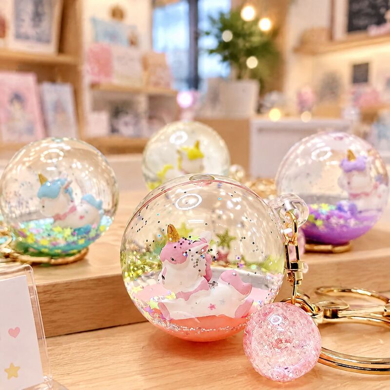 Creative liquid oil key chain quicksand key chain crystal ball unicorn floating car cute bag small pendant Creative liquid oil key chain quicksand key chain crystal ball unicorn floating car cute bag small pendant