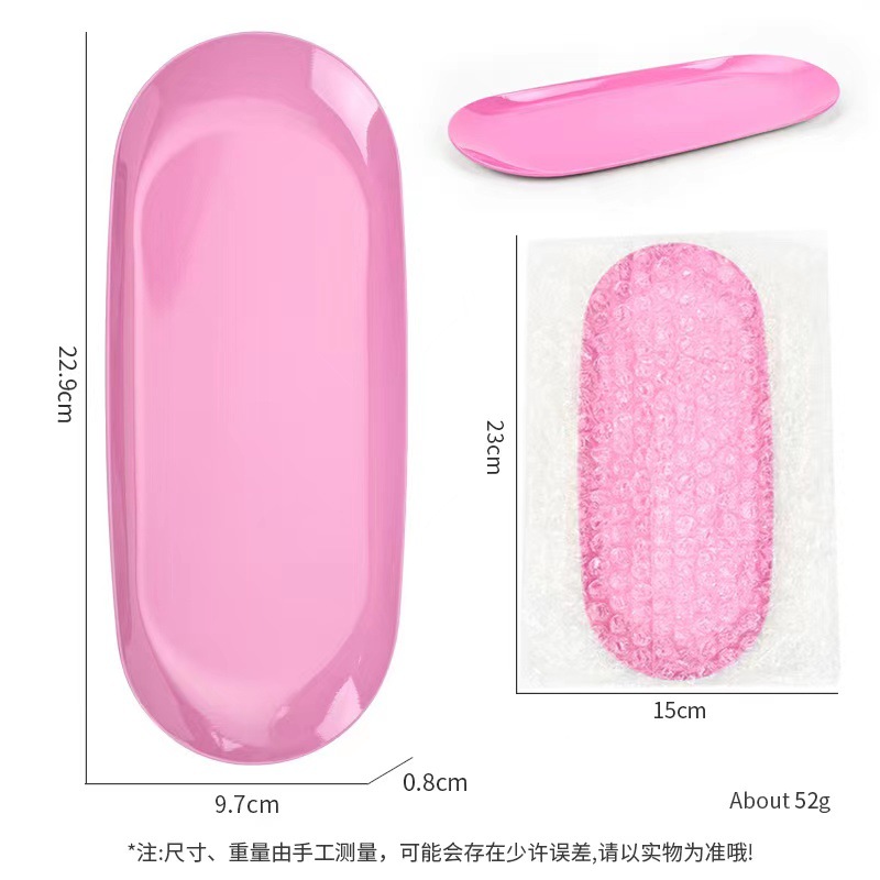 Coreano ins estilo bandeja de joyería de acero inoxidable bandeja de almacenamiento de herramientas de escritorio de manicura bandeja de metal ovalada