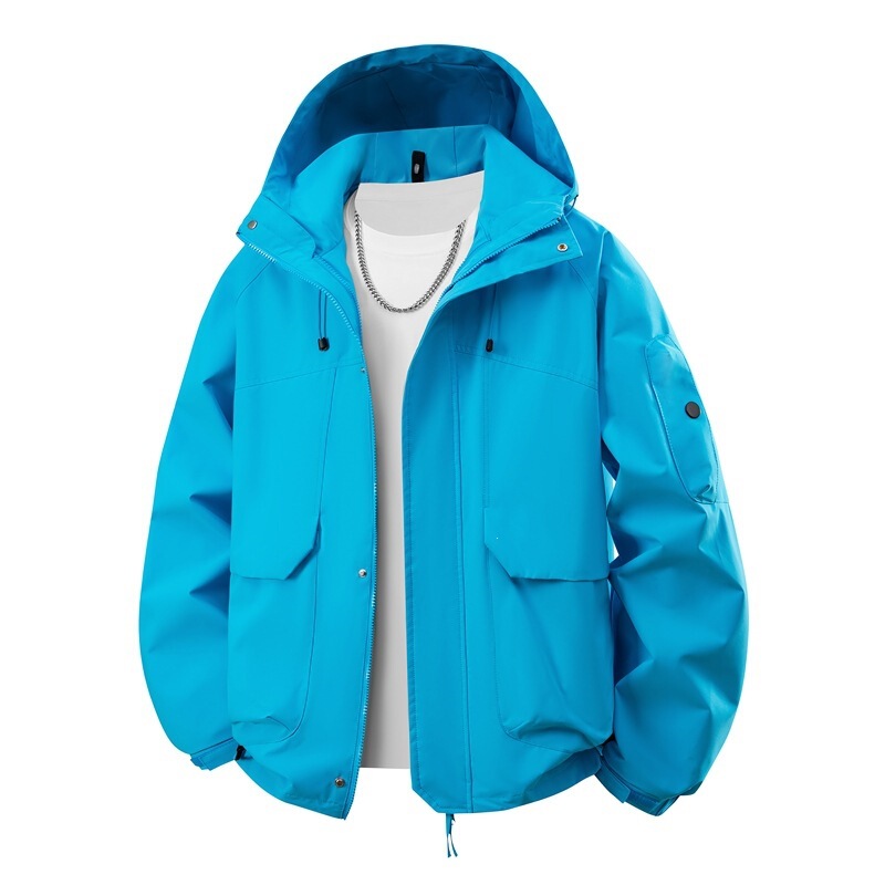 Couple's Style Mountain-Style Functional Mountaineering Hooded Outdoor Jacket, Spring and Autumn Workwear Jacket, Men's Jacket