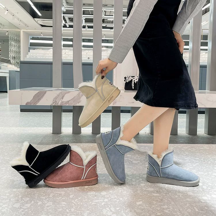 Зимние сапоги женские, зима 2022, новые утолщенные Светоотражающие теплые Нескользящие ботильоны на флисовой подкладке, Модная хлопковая обувь