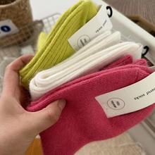 nayean南业秋冬纯色中筒袜加厚多巴胺色安哥拉兔羊毛抽条堆堆袜子