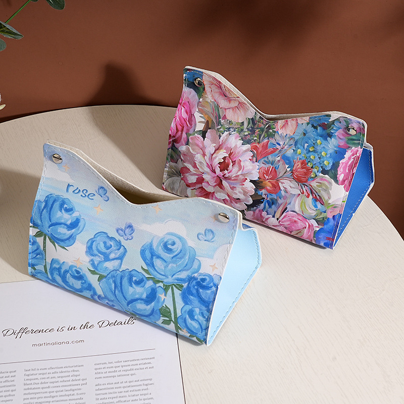 Ins caja de servillas de alto valor de cara caja de papel de salón caja de papel de comedor creativa casera caja de papel de servillas de cuero caja de papel de servillas montada en automóviles