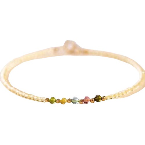 New Lucky Money Rapid Wealth Fine Yellow Tourmaline Necklace for Women with Turnaround Beads Summer Design Style Minority Gift