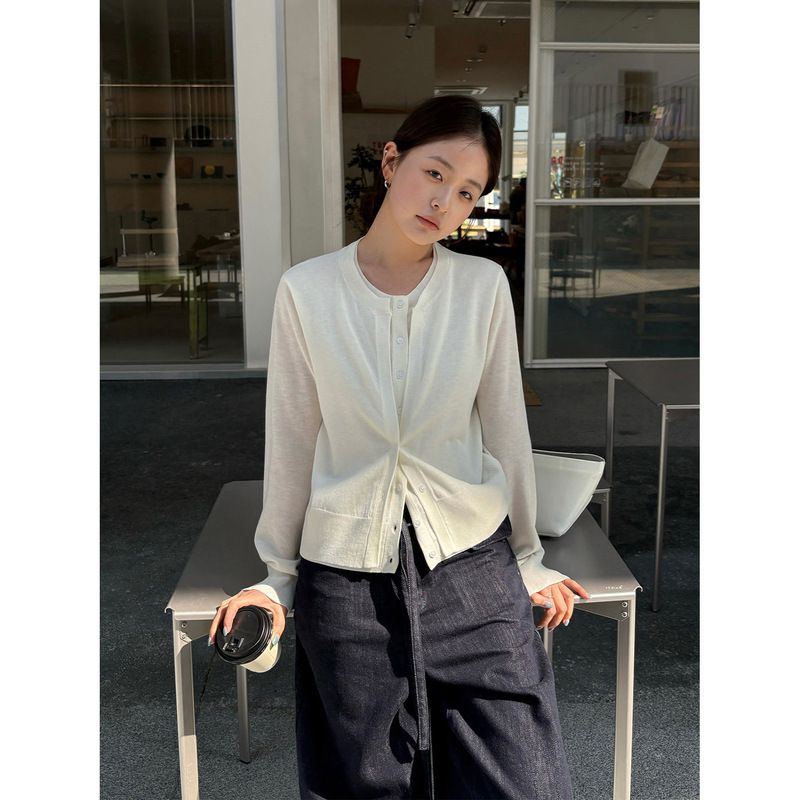 Tg Relaxing Weekend Commuting Soft and Smooth Two-Piece Layered Knitted Cardigan for Women 2026 Spring Collection 26484 Tg Relaxing Weekend Commuting Soft and Smooth Two-Piece Layered Knitted Cardigan for Women 2026 Spring Collection 26484