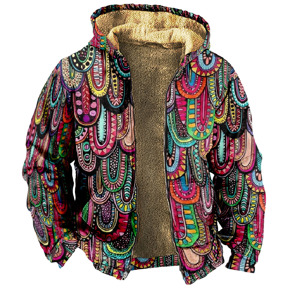 Chaqueta de manga larga con estampado de otoño para hombre de estilo británico retro Chaqueta con capucha con cremallera de venta directa de fábrica transfronteriza MF12