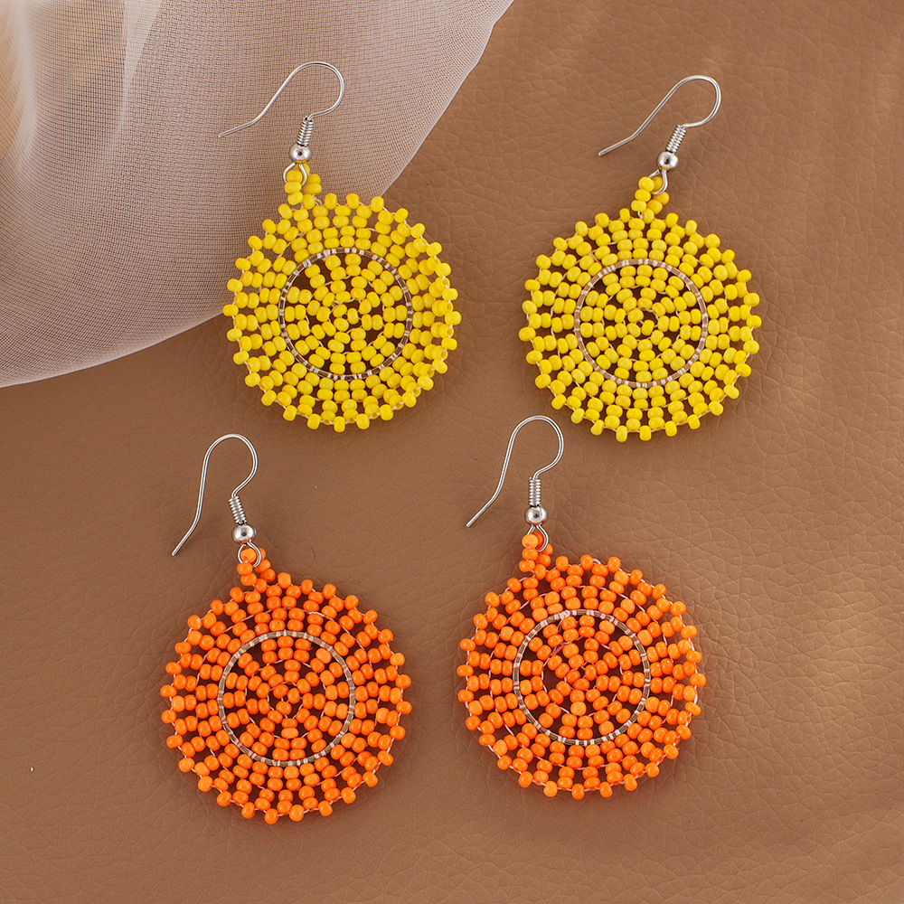 22g Weight Steel, Iron Ear Needle Material Drop Earrings Classification 1 Pair Quantity Holiday, Daily Occasion Seed Bead Material Geometric Pattern Women's Gender Beaded Design Bohemian Style 1 Pair Bohemian Geometric Beaded Seed Bead Drop Earrings 2