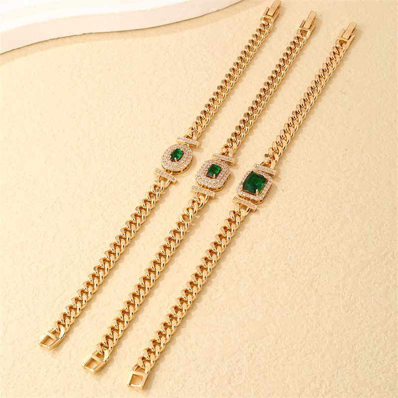 Cross-border Gold Cuban chain zircon women's high sense niche design European and American fashion bracelet jewelry wholesale
