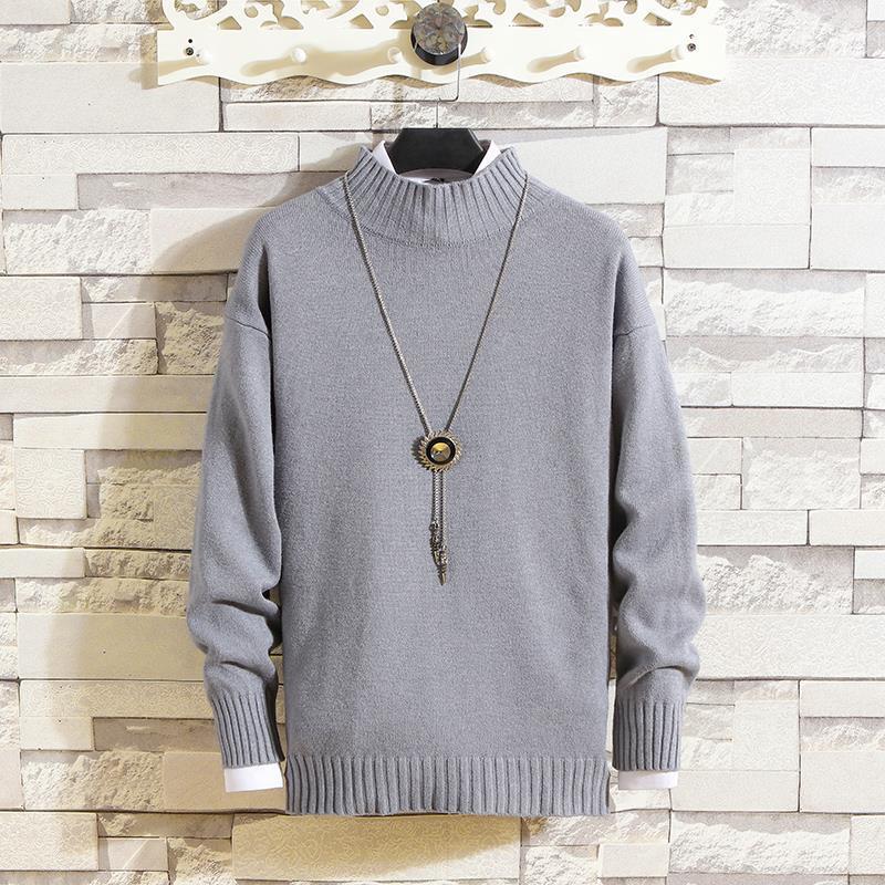 Demi-season fashionable solid color colored knitted woolen sweater