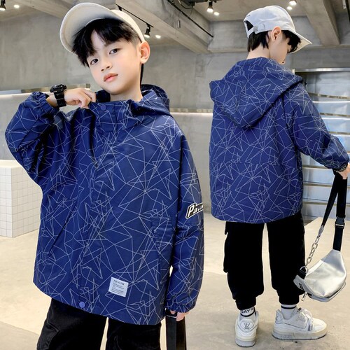 Children's Spring and Autumn Style 2024 New Arrival Medium and Large Youth Korean Version Windbreaker Spring Outfit Kids Casual Jacket Trendy Children's Clothing