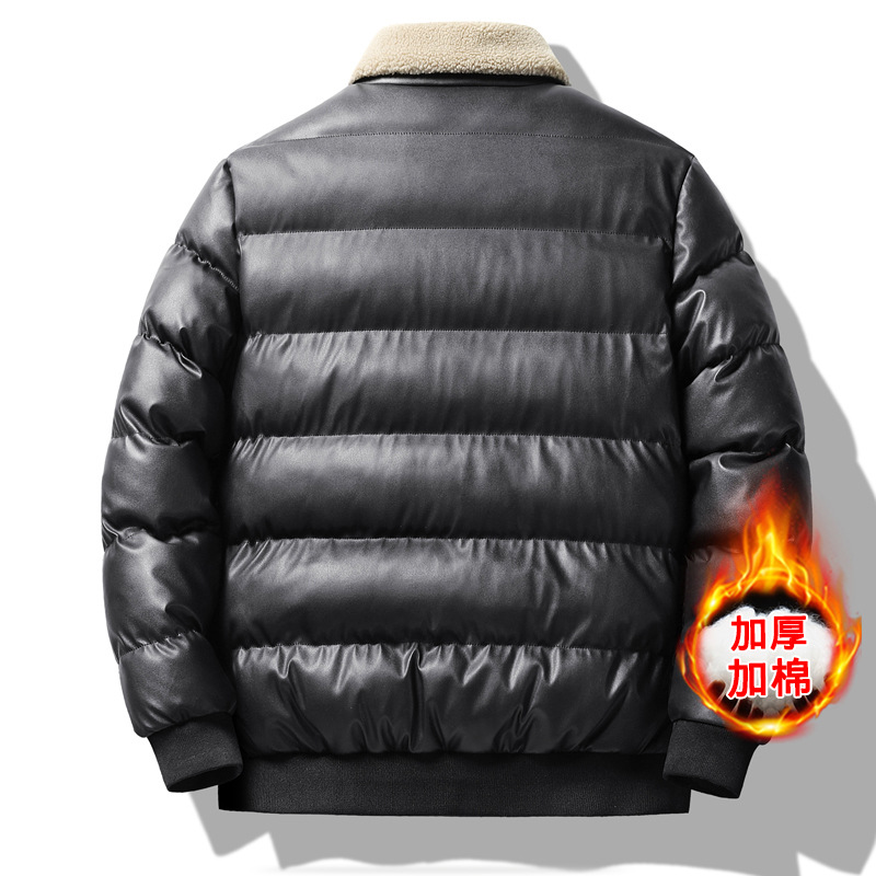 Fabricante de cuero de algodón acolchado abrigo texturizado abrigo de algodón acolchado abrigo de los hombres abrigo de invierno de algodón acolchado