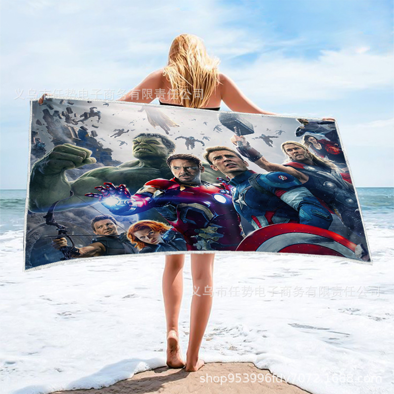 Cross-Border Marvel Avengers Series Beach Towel Polyester Printed Polyester Beach Towel Wholesale
