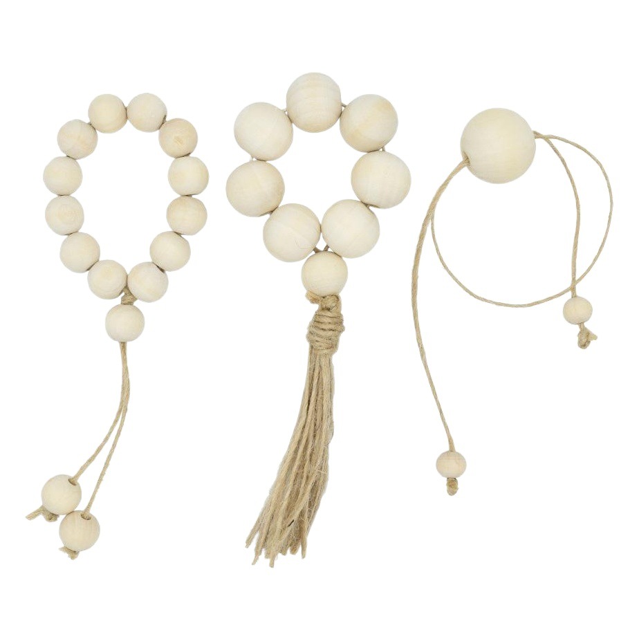 Pastoral de estilo europeo cuentas de madera servilleta anillo hecho a mano servilleta hebilla 4 Pack cuentas de madera servilleta anillos