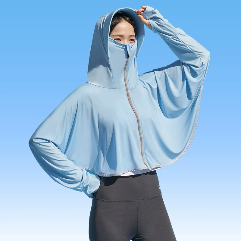 Солнцезащитная одежда Женская летняя велосипедная Солнцезащитная рубашка с длинными рукавами Одежда из шелковой кожи без льда Дышащая Солнцезащитная одежда с защитой от ультрафиолета Тонкая
