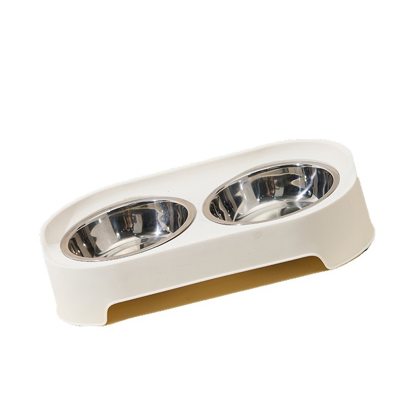 Tazón de acero inoxidable de doble boca, tazón de comida para gatos, tazón de arroz para gatos, tazón de agua potable, tazón de alimentos para mascotas de gran calibre, tazón de protección de cuello para perros