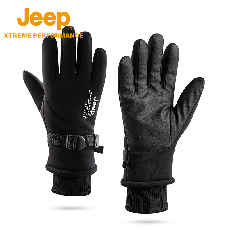 Jeep Jeep Ski Gloves Men's Winter Outdoor Velvet Thickened Touch Screen Gloves Women's Waterproof Cold-proof Riding Equipment