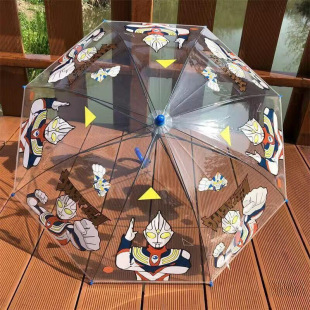 Transparent Cartoon Transparent Children's Umbrella Kindergarten Cute Cartoon Baby Student Boy and Girl Automatic Long Handle Umbrella