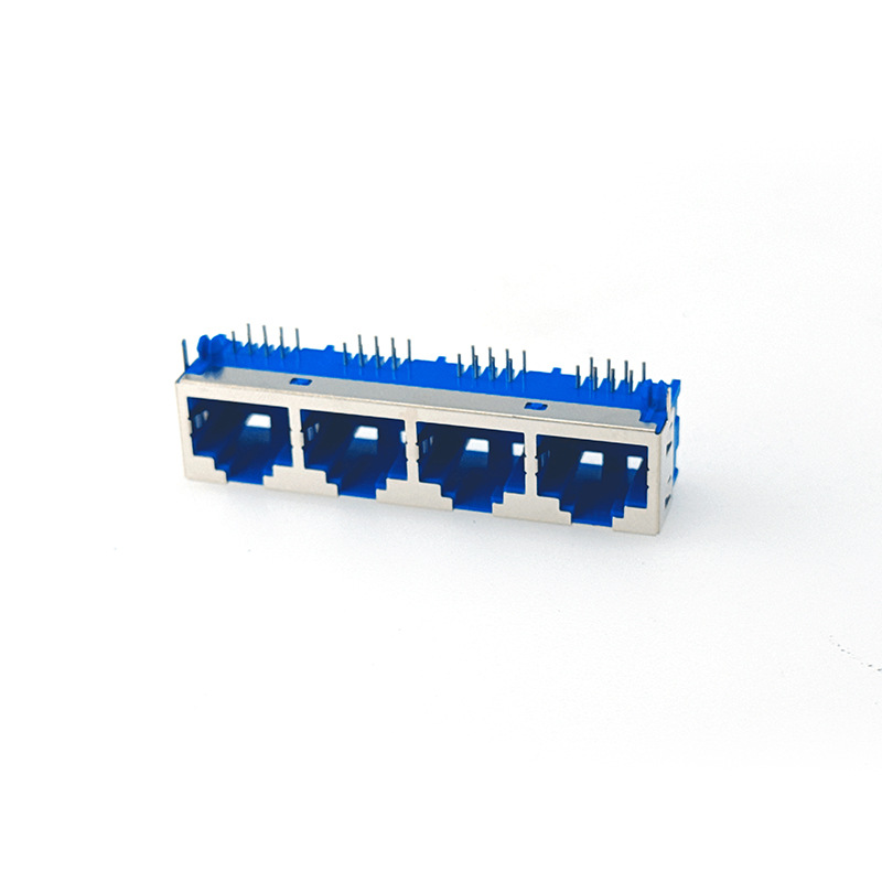 网络接口连接器 RJ45系列无灯半包4联网络连接器 网线水晶头插座