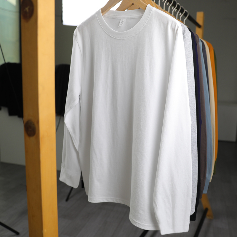 Supports Customization: Spring and Autumn Versatile Solid Color Long-Sleeve T-Shirt, Round Neck, Men's Skin-Friendly Soft Base Layer Pullover Top