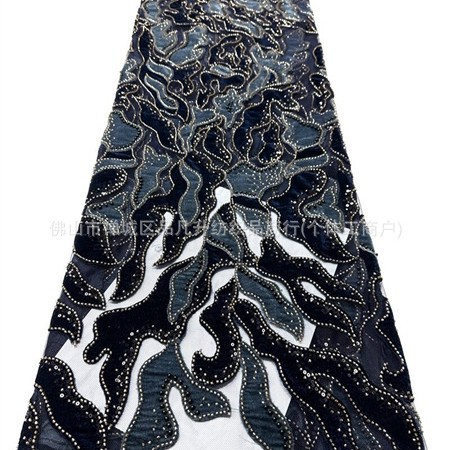 Fabricante directo de terciopelo tubo de perlas tela sexy estilo europeo y americano cena de moda ropa de tela comercio exterior transfronterizo