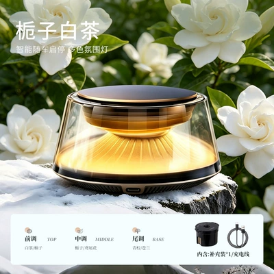 Light Luxury, Long-Lasting Fragrance, Men's – Car Perfume Aromatherapy - gardenia-white-tea-1-incense-box-start-and-stop-with-the-car-five-color-dynamic-breathing-light