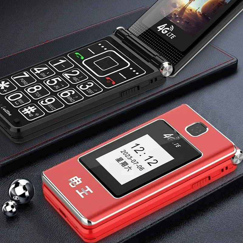 Folding extra-long mobile phone for elderly, support function for all network communication standards, 4G, wholesale