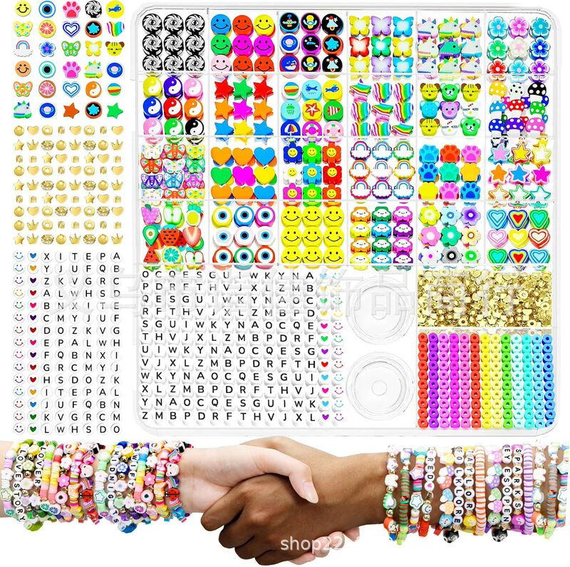 1642 Pieces Clay Beads Friendship Bracelet Making Kit Jewelry Making Supplies Cute Beaded Jewelry Elastic Cord