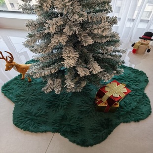 Factory Direct Sales Star Jacquard Desktop Christmas Tree Skirt Christmas Tree Base Decoration Cute Green Snowflake Tree Skirt
