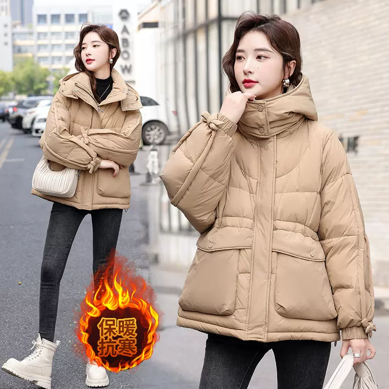 羽绒服女短款白鸭绒新款2024年冬季韩版百搭加厚外套面包服批发潮