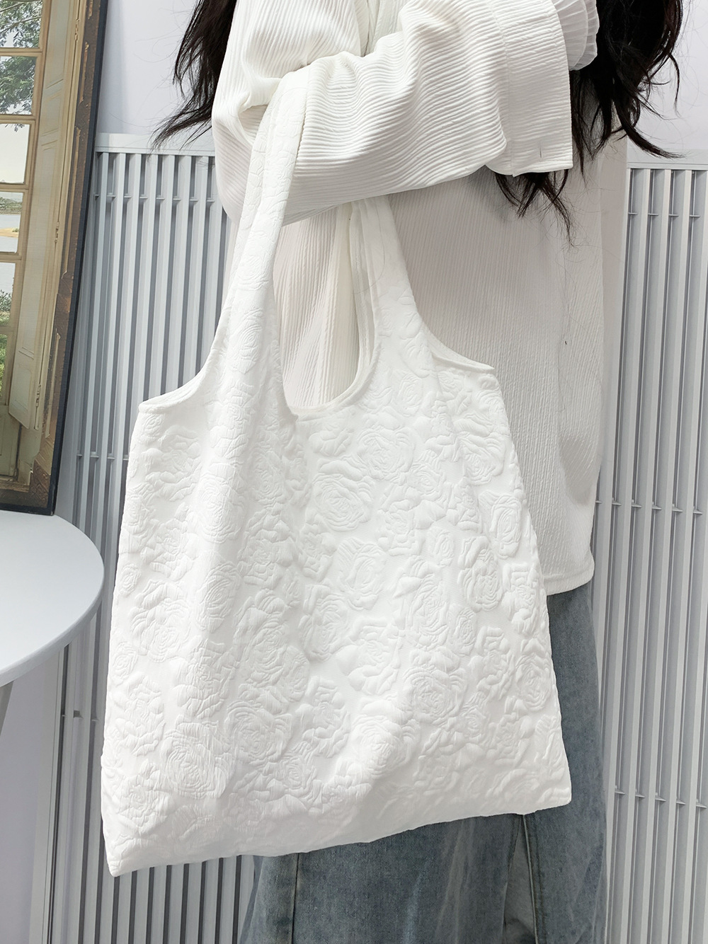 Bolso de lona diseño sentido verano nuevo bolso simple flor de hada bolso de hombro de encaje bolso de mano arte