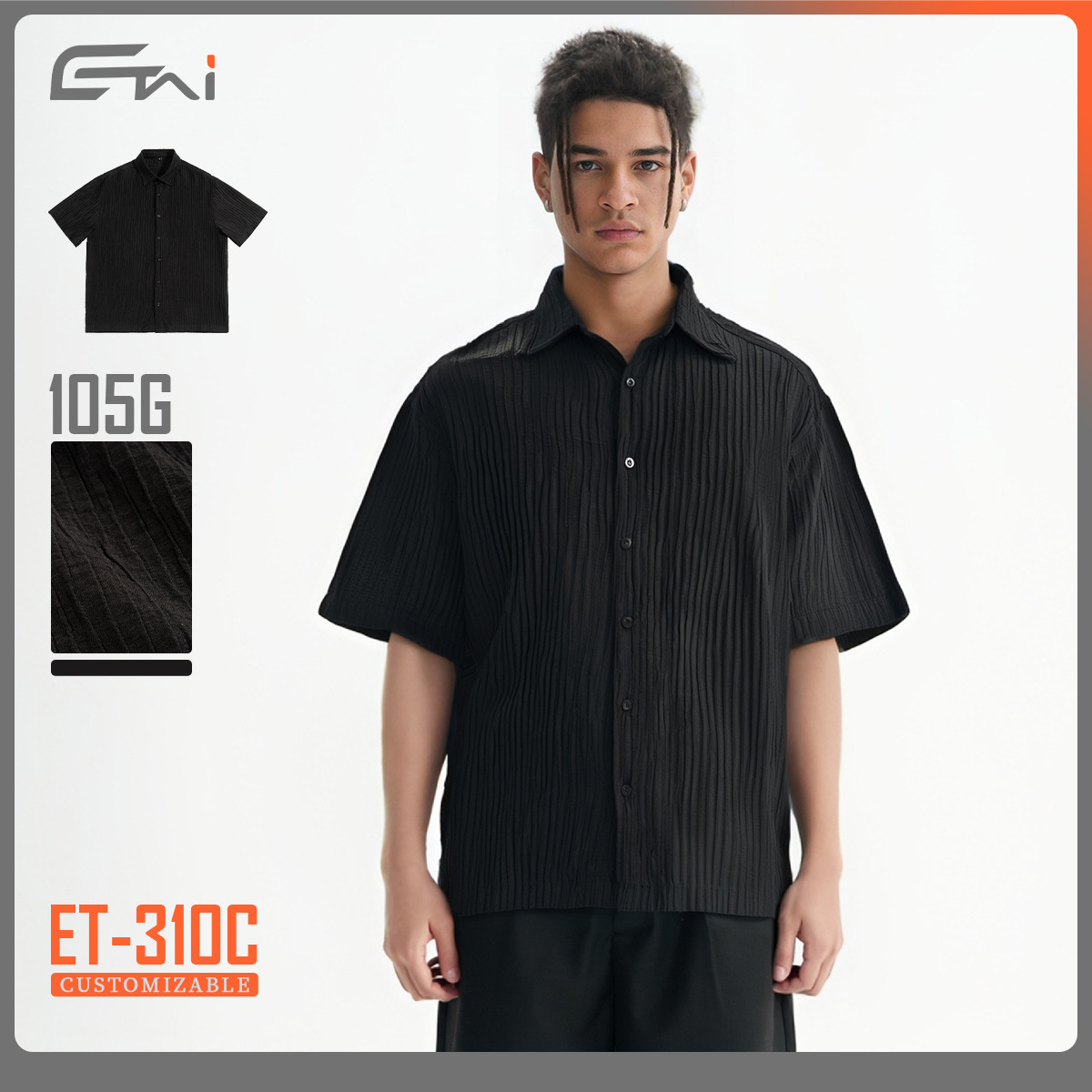 ETAI Hombre| Camisas de manga corta Jacquard de alta sensibilidad, camisa de botón de seda casual suelta, hombre