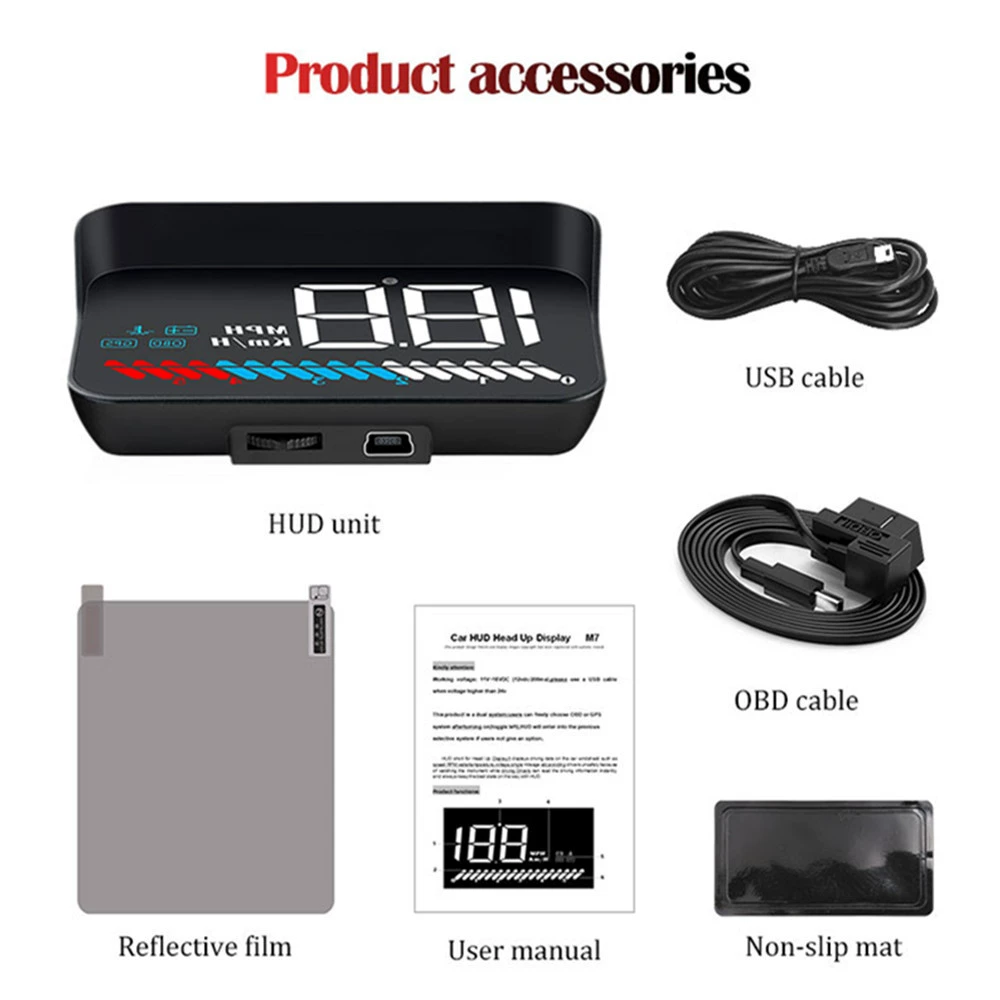 Car hud head-up display car OBD universal speed meter high-definition head-up display cross-border hot sale