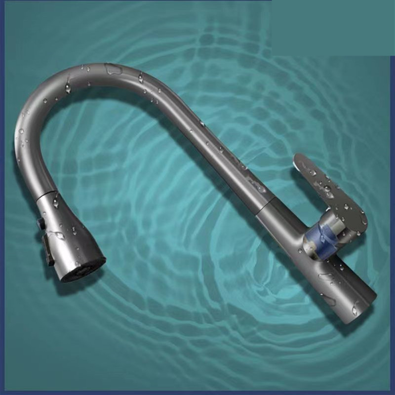 Todo el cobre cisne pistolas de cenizas tirando de tres grifo de agua caliente de refrigeración de agua cocina baño lavabo lavabo grifo de lavabo