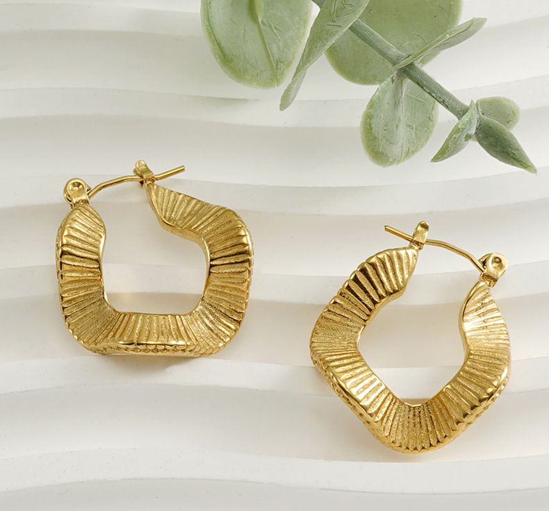 1 Pair Quantity Daily Occasion PVD Coated 18K Gold Plated Solid Color 304 Stainless Steel Fashion Waterproof Non Tarnish Earrings