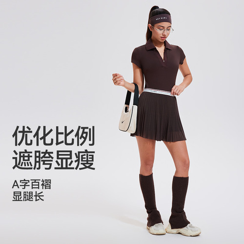 Cross-border new sports POLO shirt women summer badminton quick-dry running fitness short skirt outdoor tennis skirt set for women