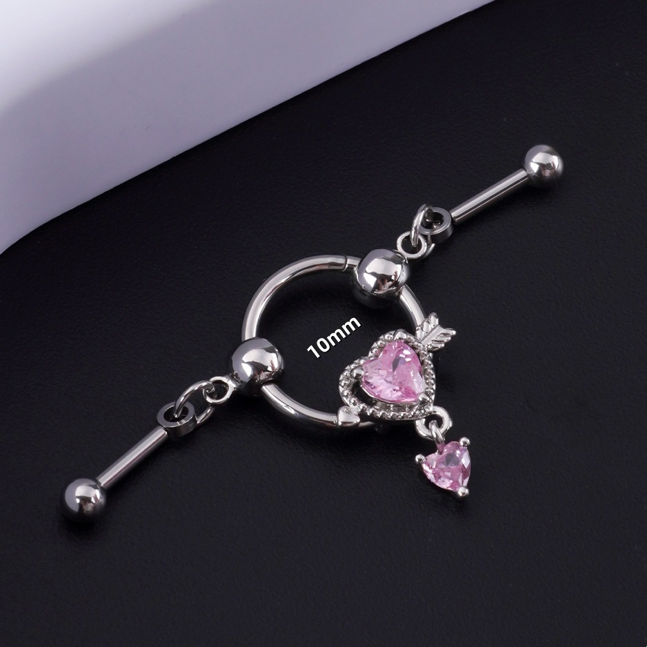 欧米の国境を越えた電気商の新型ステンレス工業横棒ピアス愛桃心バーベル耳骨釘穿刺アクセサリー