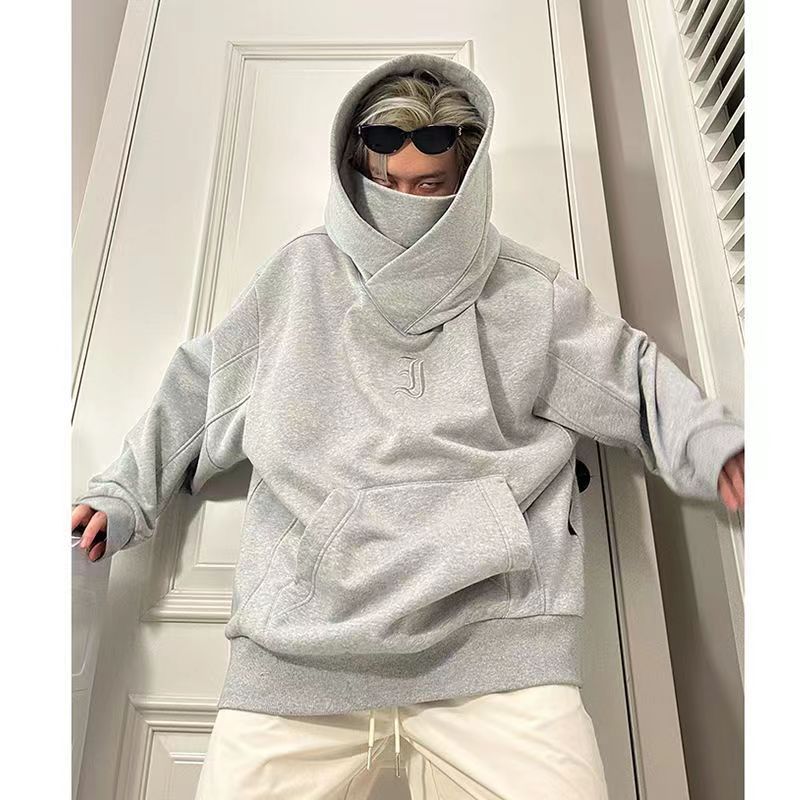 Men's Clothing National Trend New Thickened Sweater Couple Casual Functional Style Jacket High Collar Design Hooded Loose Top Men_voghion.com