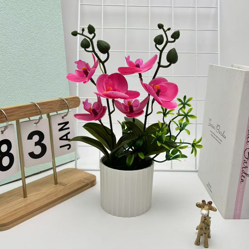クロスボーダーのシミュレーション胡蝶蘭盆栽花付きデスクトップ装飾プラスチック造花盆栽撮影植木鉢置物花頭|undefined