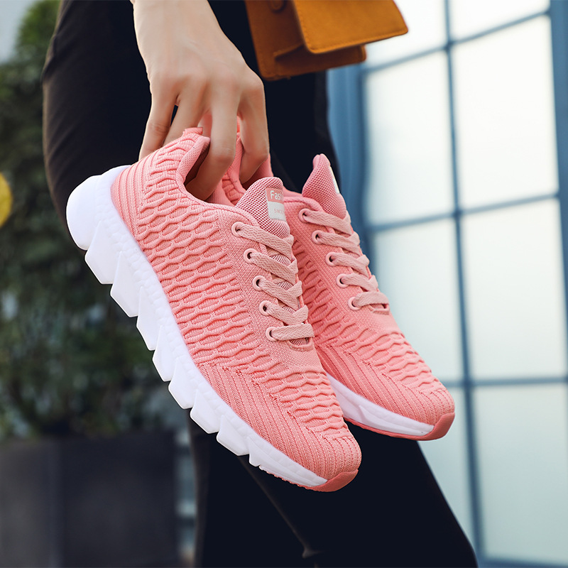 Nuevos zapatos de mujer de tela de vuelo coreano versátil zapatos de mujer ligeros cordones zapatos deportivos de moda casuales