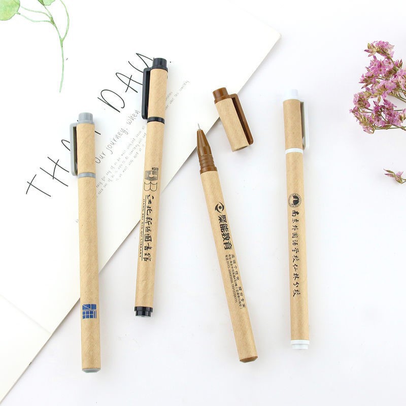 Protección del medio ambiente pluma de tubo de papel Kraft degradable papel completo pluma tire tapa bolígrafo pantalla electrónica escritura publicidad pluma al por mayor